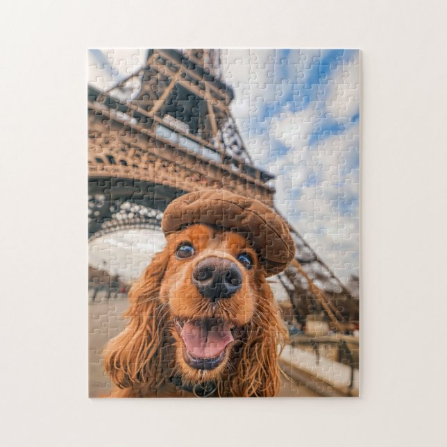 Puzzle Cocker Spaniel King Charles en París (Vertical)