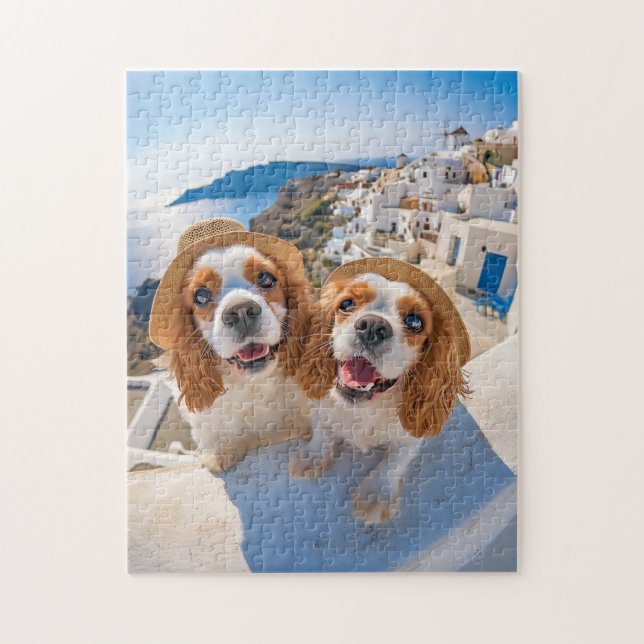 Puzzle Cocker Spaniel King Charles en Santorini (Vertical)