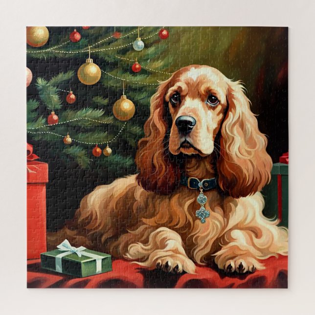 Puzzle Cocker Spaniel Navidad (Vertical)