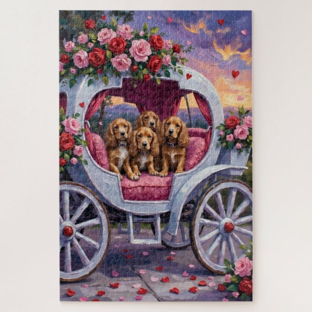 Puzzle Cocker Spaniel Perro Día de San Valentín  (Vertical)