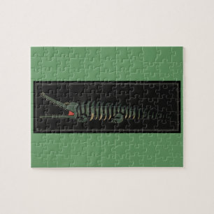 Puzzle Cocodrilo - Ilustracion de libros anticuario color