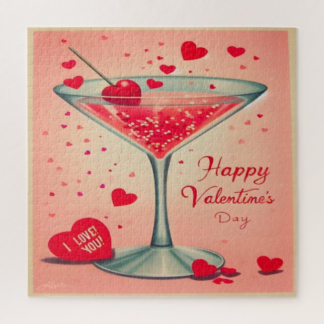 Puzzle Cóctel de Mid Century Valentine Martini (Vertical)