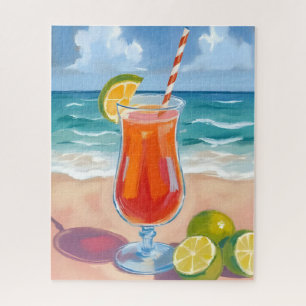 Puzzle Cóctel de Playa Pintura en Acuarela de Olas del