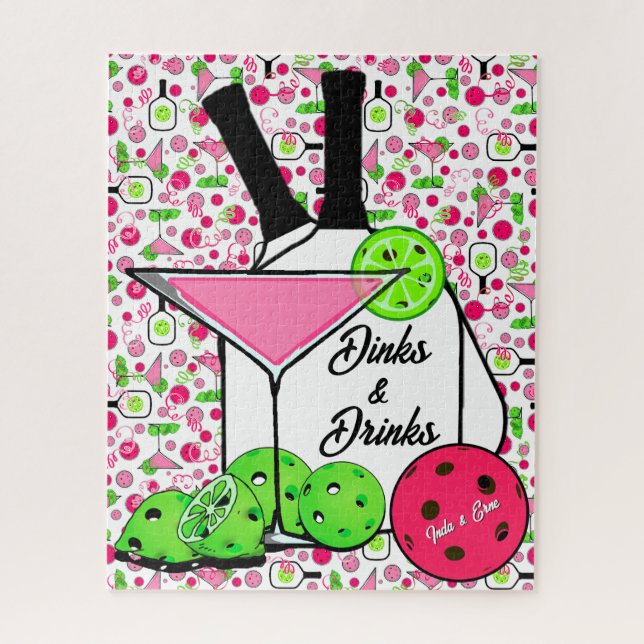 Puzzle Cócteles de Pickleball Dinks y Bebidas Personaliza (Vertical)