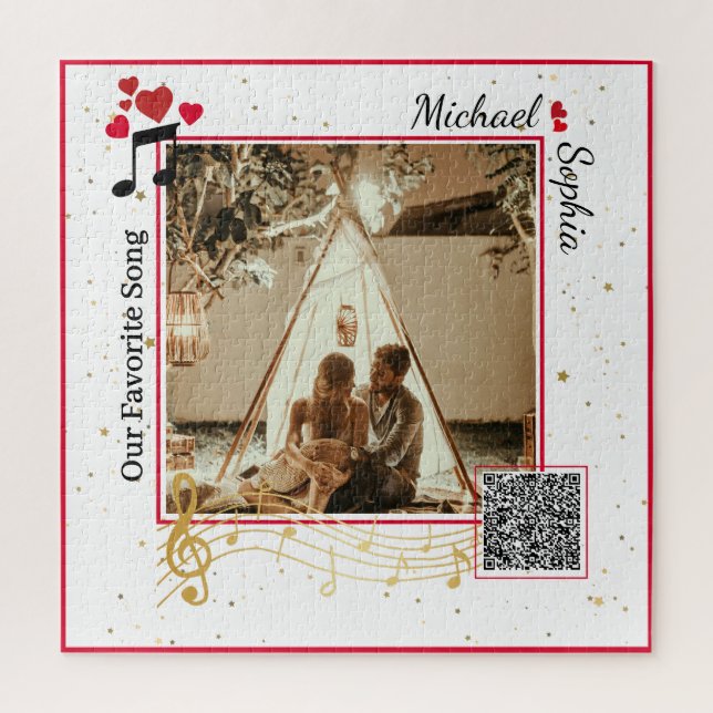 Puzzle Código QR de canción de foto moderna personalizada (Vertical)