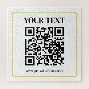 Puzzle Código QR editable y texto con borde de oro amaril