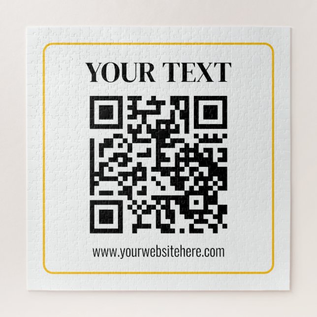 Puzzle Código QR editable y texto con borde de oro amaril (Vertical)
