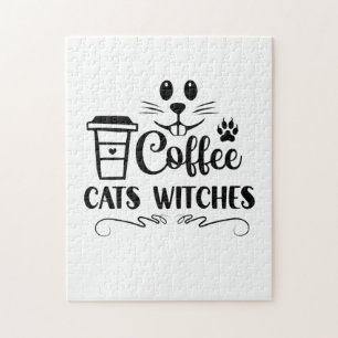 Puzzle Coffee de Halloween Cats Witts Cumpleaños