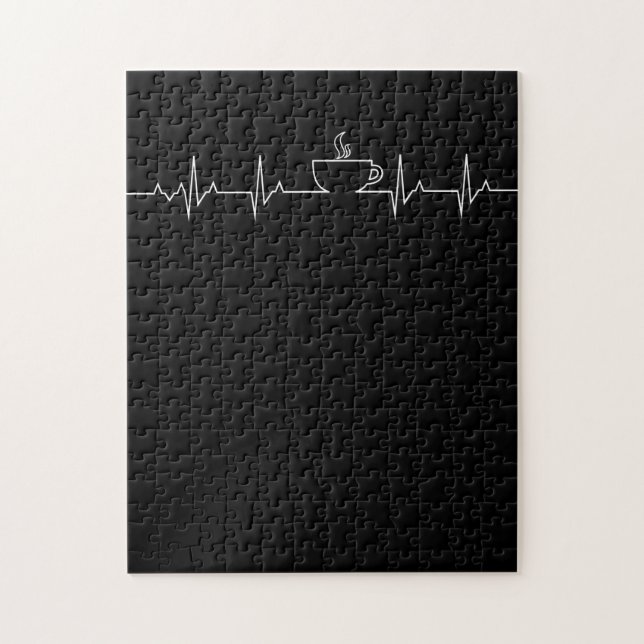 Puzzle Coffee Heartbeat Funny Heartbeat Lover TShirt (Vertical)