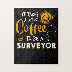 Puzzle Coffee Lover Funny Surveyor Engineer Construction