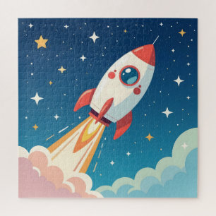 Puzzle Cohete espacial lindo despegando