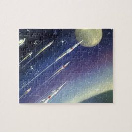 Puzzle Cohetes de ciencia ficción vintage en el espacio p