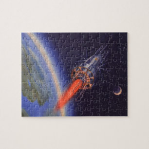 Puzzle Cohetes de ciencia ficción vintage en el espacio s