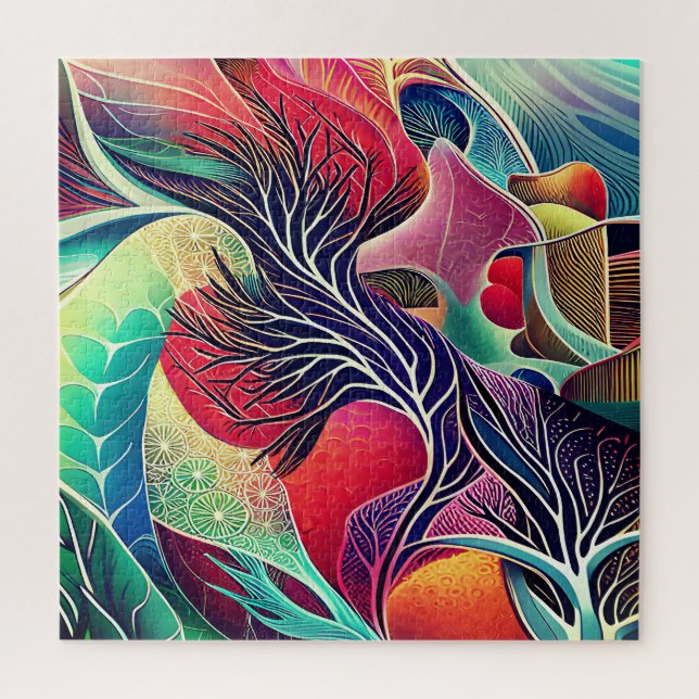 PUZZLE COJÍN DECORATIVO DE ABSTRACCIÓN DE PAISAJE (Vertical)