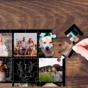 Puzzle Colage de fotos con monograma y nombre de la Famil