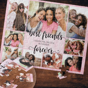 Puzzle Colage de fotos de amistad rosa para amigas del al