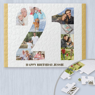 Puzzle Colage de fotos de cumpleaños 21 Neutro Número 21
