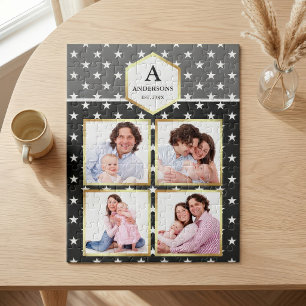 Puzzle Colage de fotos familiares con patrón de estrellas