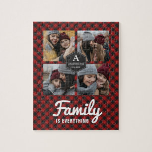 Puzzle Colage de fotos familiares de leñador con cuadros 