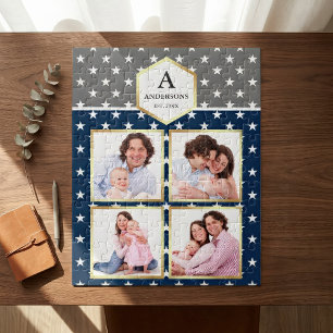 Puzzle Colage de fotos familiares de patrón de estrellas 