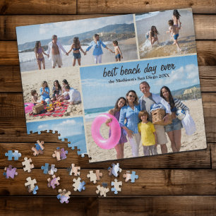 Puzzle Colage de fotos familiares del día de playa
