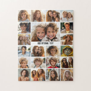 Puzzle Colaje de 21 fotos - Texto personalizado - Blanco 