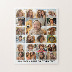 Puzzle Colaje de 21 fotos - Texto personalizado - Blanco 