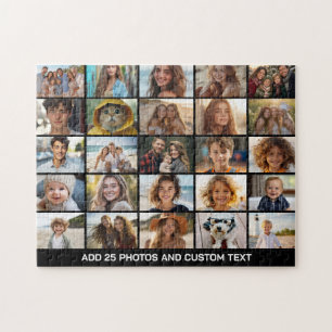 Puzzle Colaje de 25 fotos - Texto personalizado - Negro