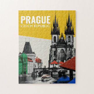 Puzzle Colaje del horizonte de la Ciudad Vieja de Praga, 