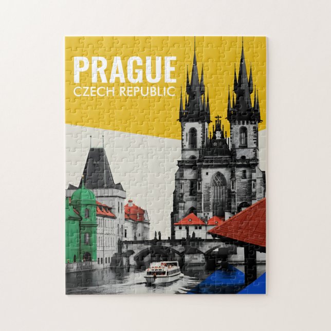 Puzzle Colaje del horizonte de la Ciudad Vieja de Praga,  (Vertical)