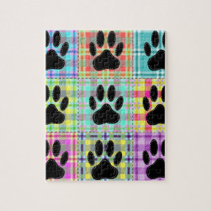 Puzzle Colcha con patrón de patas de perro