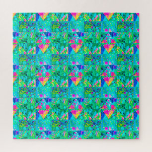 Puzzle Colcha de jardín pintada con Hortensia y Azules
