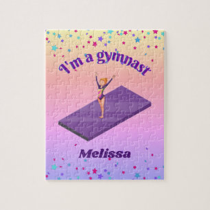 Puzzle Colchón de gimnasia morado personalizado 'Soy una 