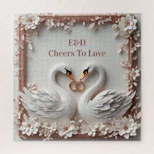 Puzzle 🕊️ Colección de Boda con Marco Floral de Corazón