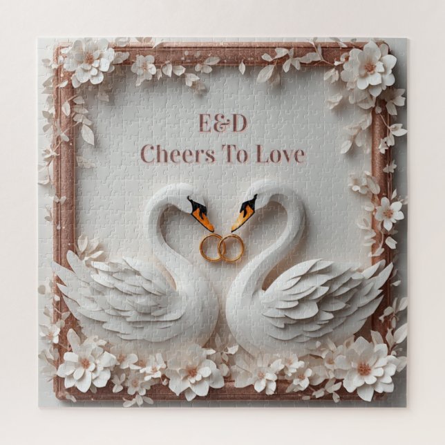 Puzzle 🕊️ Colección de Boda con Marco Floral de Corazón  (Vertical)