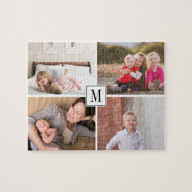 Puzzle Colección de fotos y monograma de cuatro fotos fam (Horizontal)