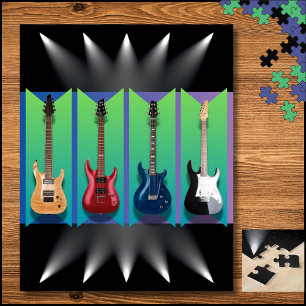 Puzzle Colección de guitarras eléctricas en el escenario