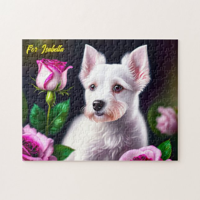 Puzzle Colección De Perro Dulce Y Rosa (Horizontal)