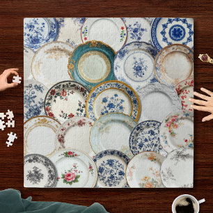 Puzzle Colección de platos de porcelana decorativos Arte