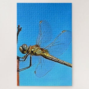 Puzzle Colgar Sobre La Dragonfly Artística Contra El Azul