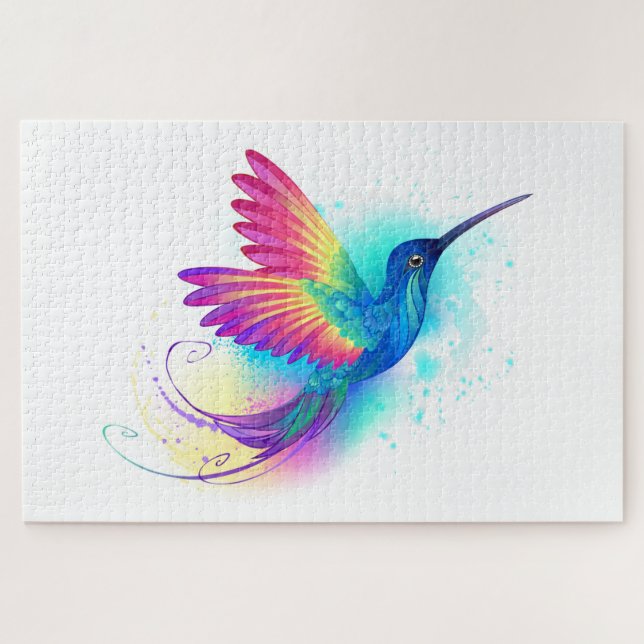 Puzzle Colibrí arcoiris exótica (Horizontal)