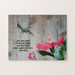 Puzzle Colibrí, con verso (Juan 8:32)