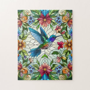 Puzzle Colibrí Elegante con Efecto de Vidrio Estampado