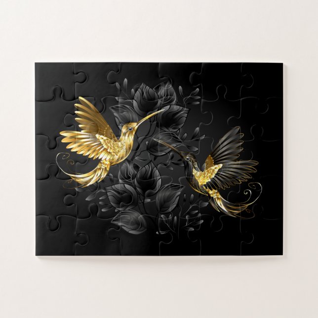 Puzzle Colibrí negro y dorado (Horizontal)
