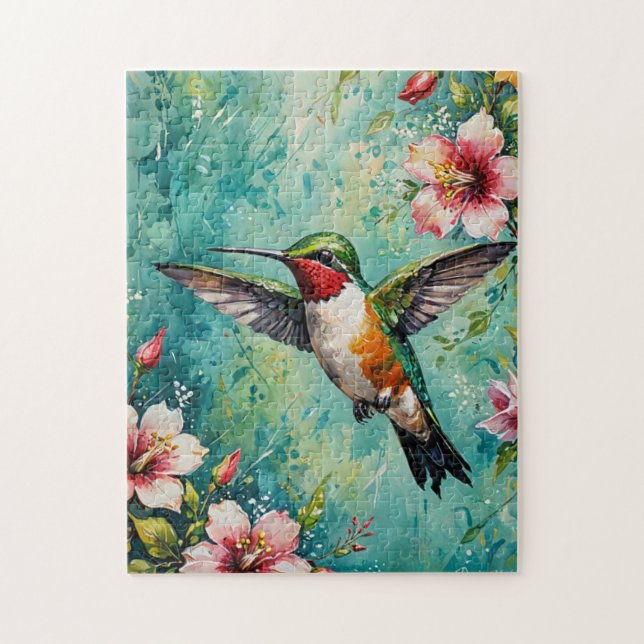 Puzzle Colibrí y Floraciones (Vertical)