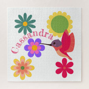Puzzle Colibrí y flores personalizadas