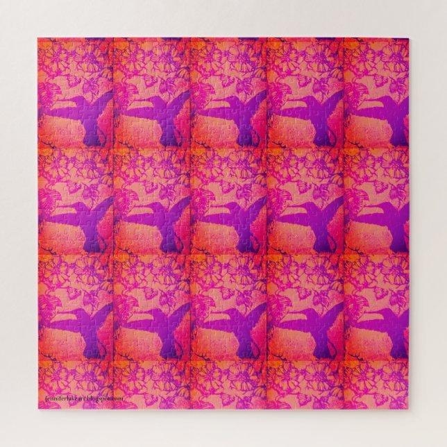 Puzzle Colibríes en almohada de lavanda (Vertical)