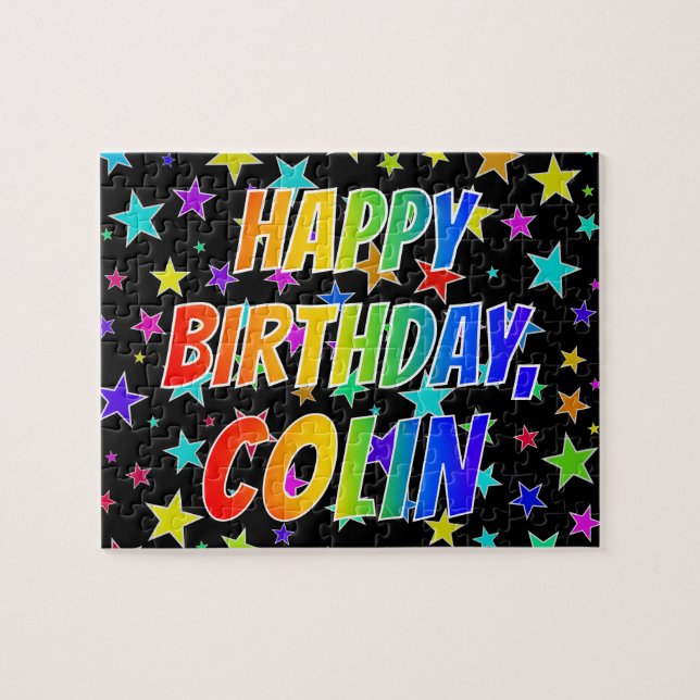 Puzzle "COLIN" Nombre, Diversión "FELIZ CUMPLEAÑOS" (Horizontal)