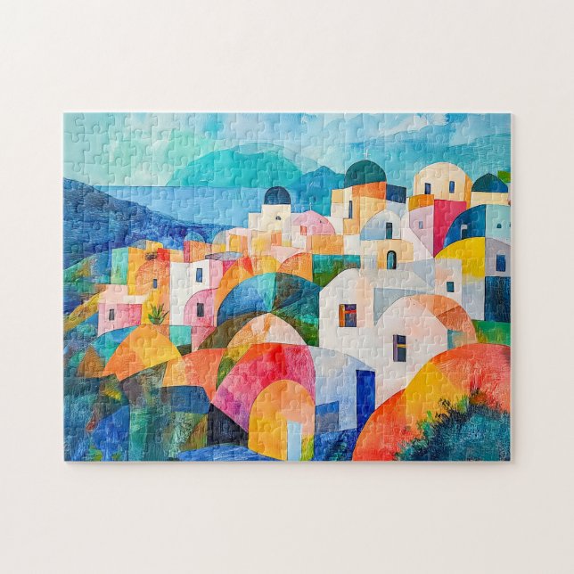 Puzzle Colinas de Santorini en tonos abstractos (Horizontal)