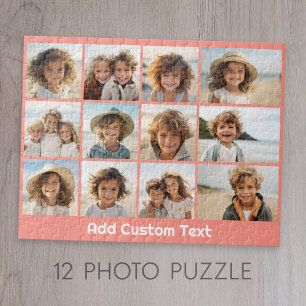 Puzzle Collage de 12 fotos de Instagram con fondo de cora